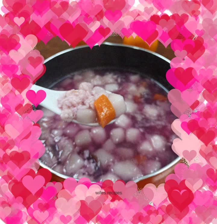 Purple sweet potato and rice dumplings made with wine