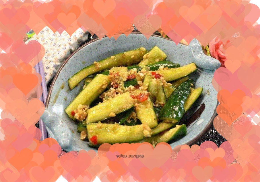 Cucumbers with minced garlic