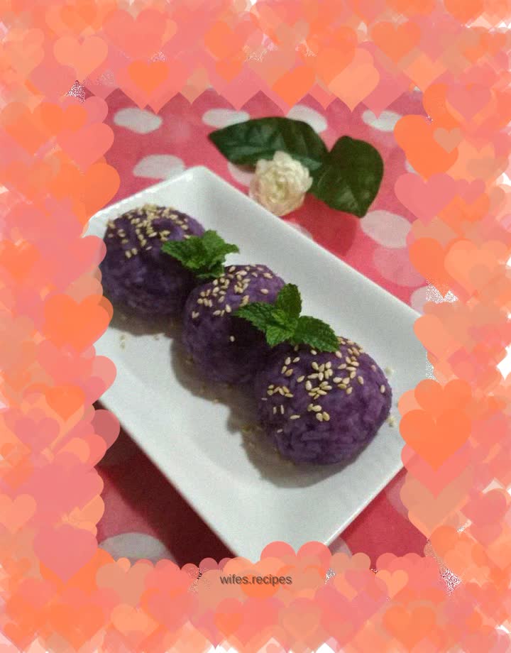 Purple sweet potato rice balls + purple sweet potato white rice