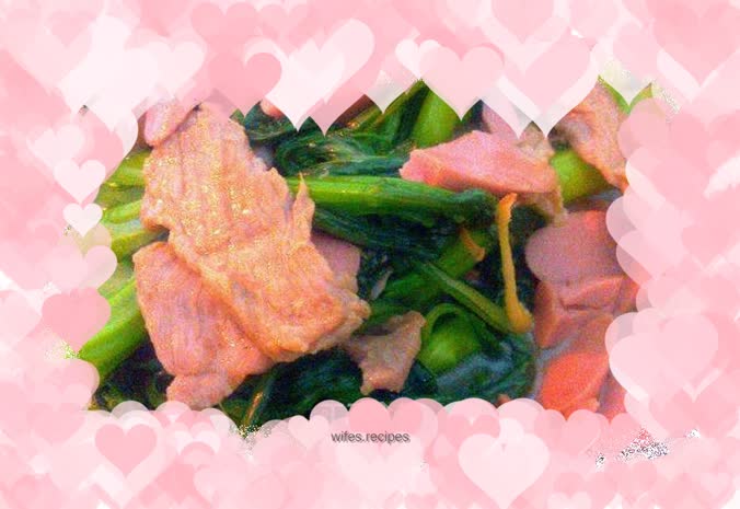 Stir-fried Choy Sum with Sausage and Lean Meat