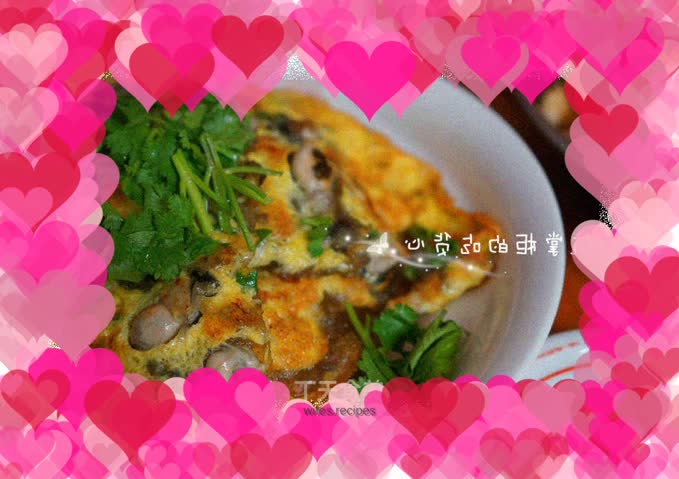 Oyster omelette. Oyster braised