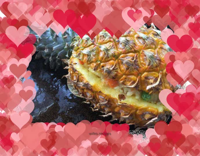 Colorful vegetable, shrimp and pineapple rice