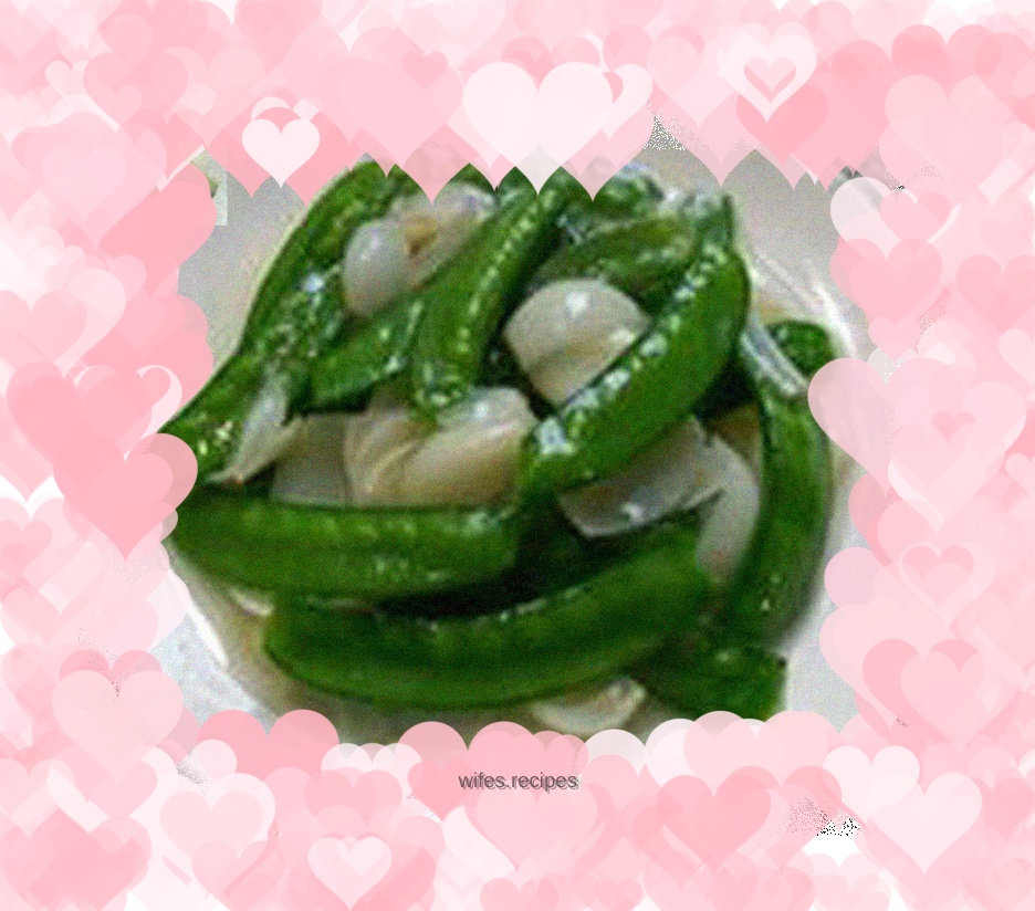 Snow peas and fresh lilies