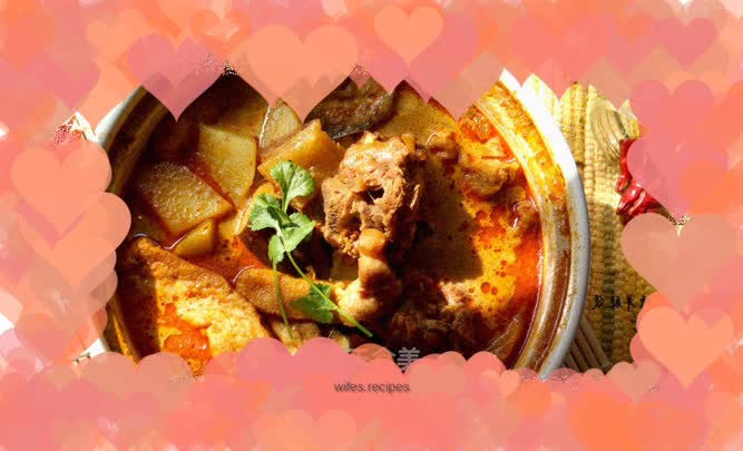 Casserole with curry lamb leg