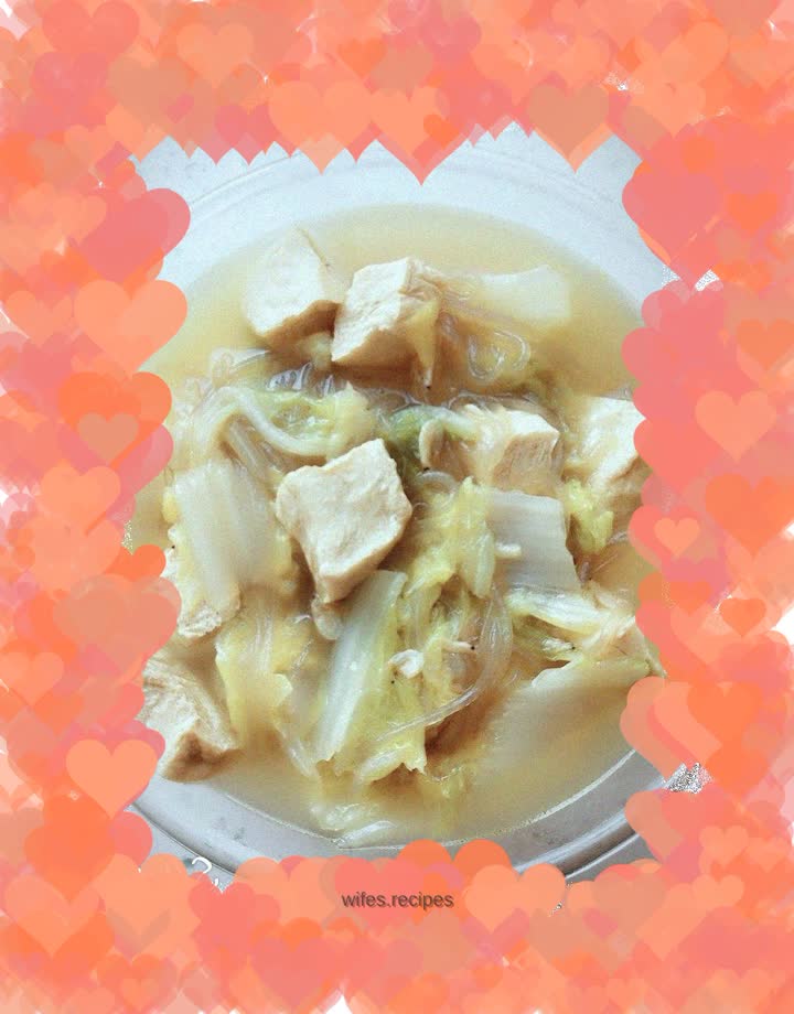 Braised cabbage, vermicelli and frozen tofu