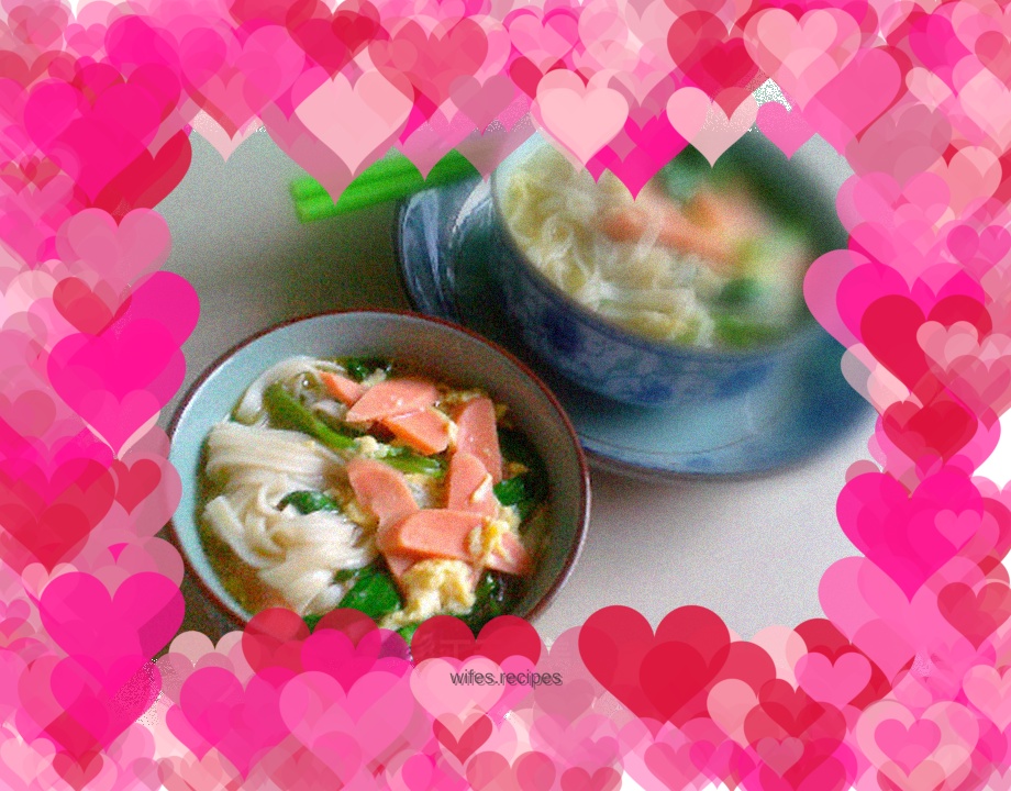 Ham sausage and egg noodles
