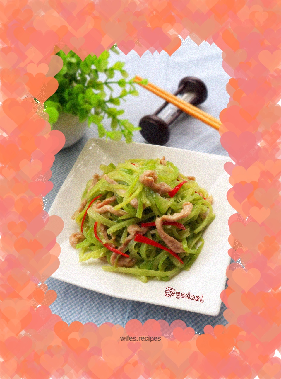 Stir-fried shredded pork with cold melon shreds