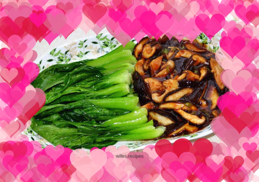 Mushrooms and green vegetables