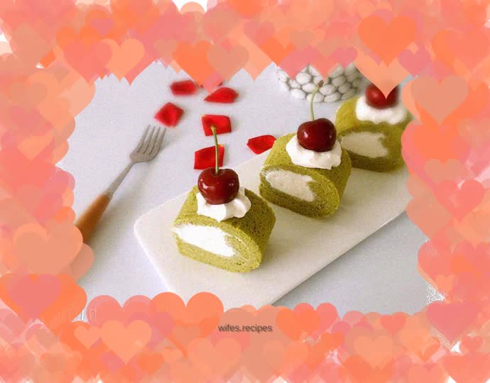 Sponge matcha cake roll