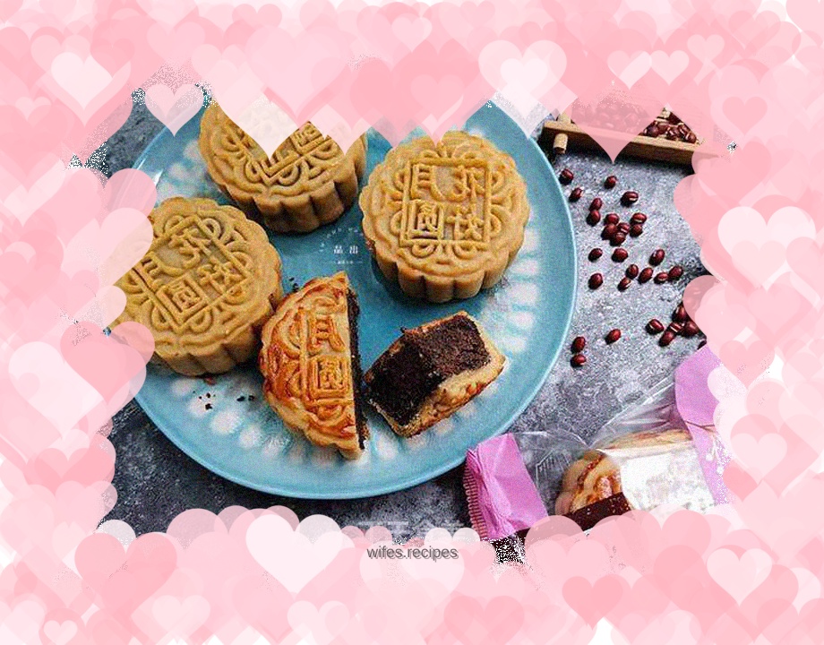 Black sesame bean paste mooncake