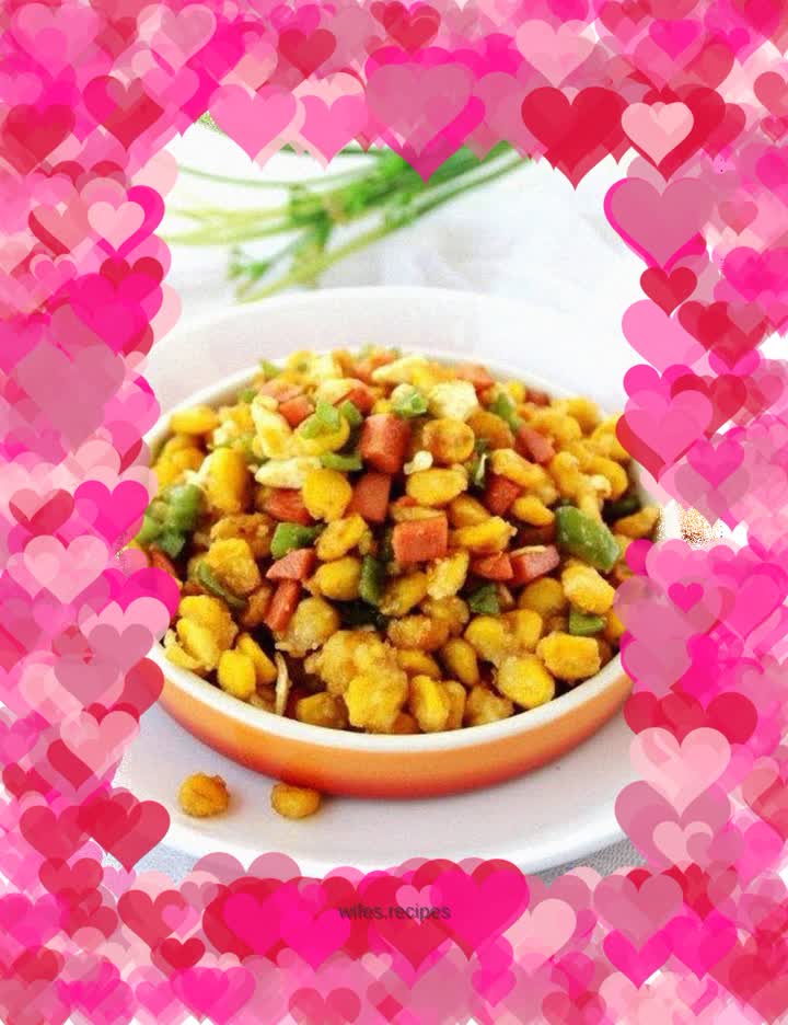 Stir-fried diced ham with corn kernels