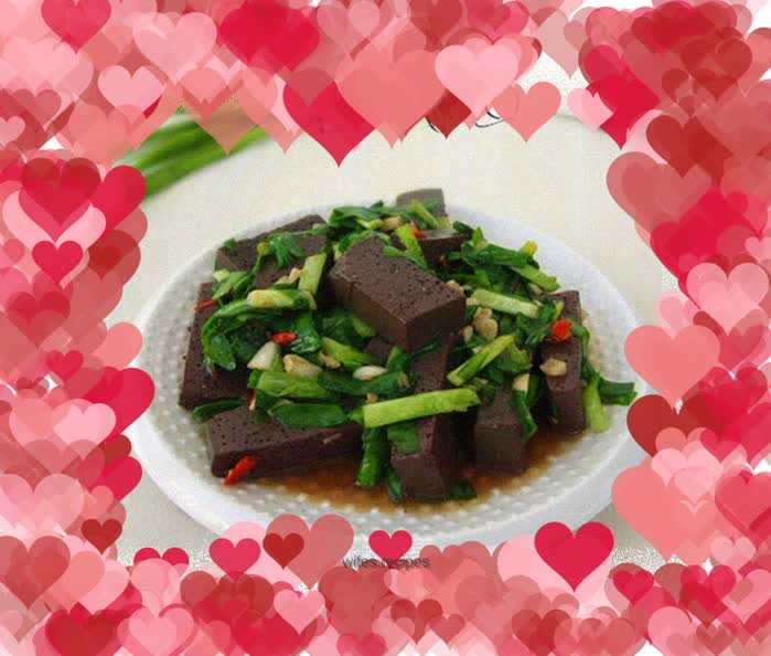 Stir-fried leeks with sheep blood