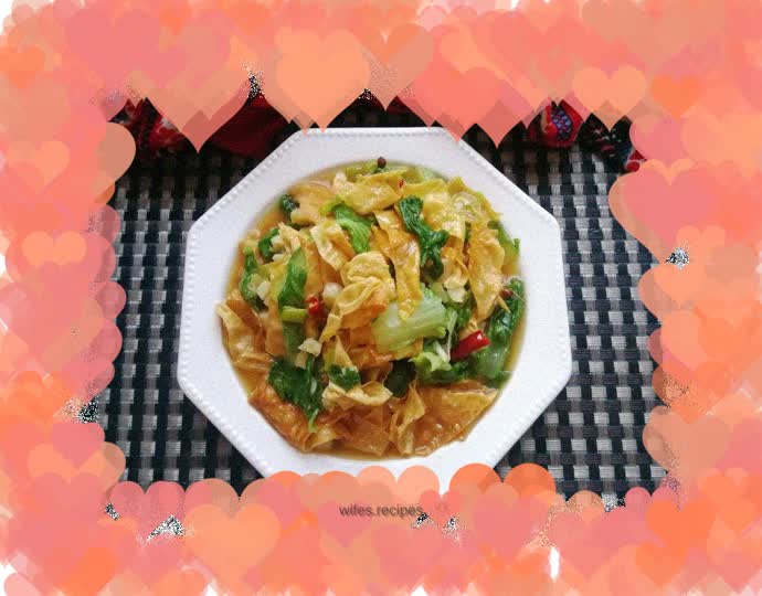 Braised tofu skin with Chinese cabbage