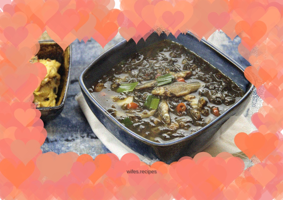 Tender fish boiled with sweet potato leaves