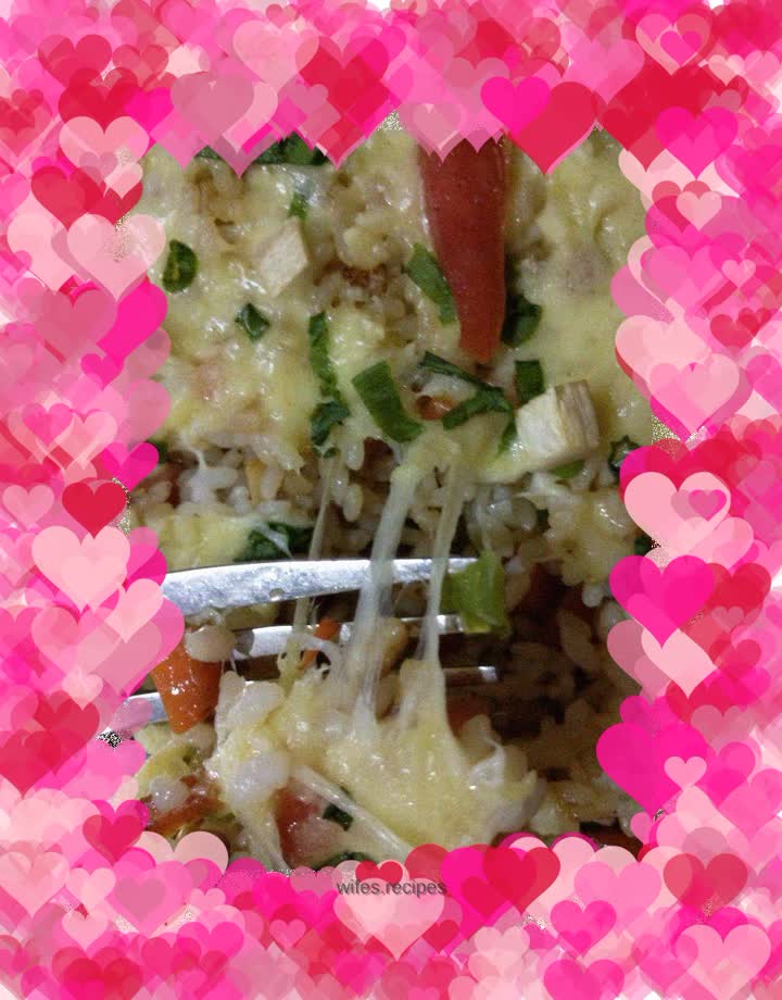 Colorful vegetable marisu cheese baked rice