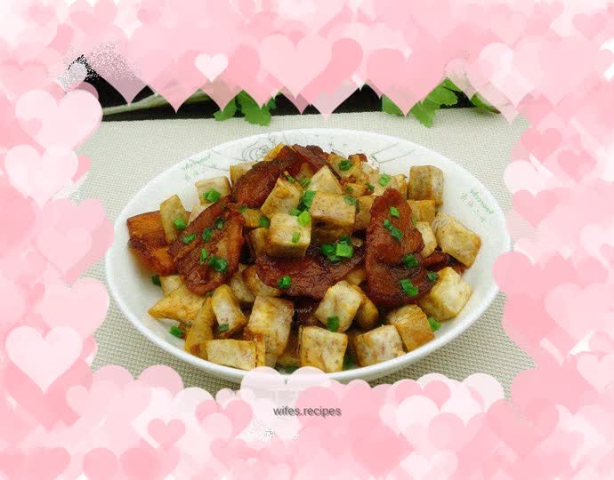 Fried pork with purple taro