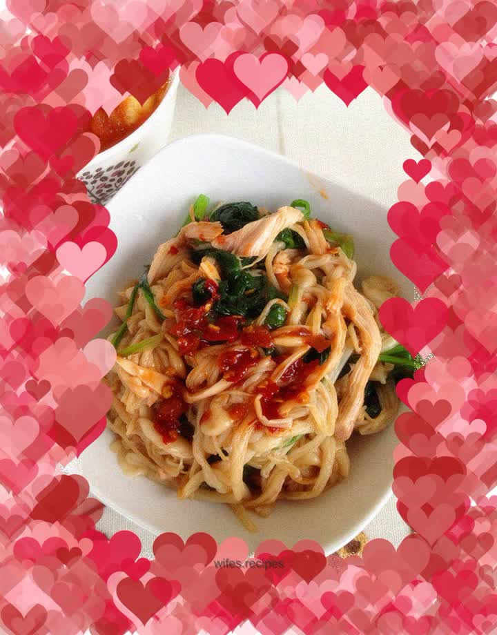 Shredded Chicken Enoki Mushrooms