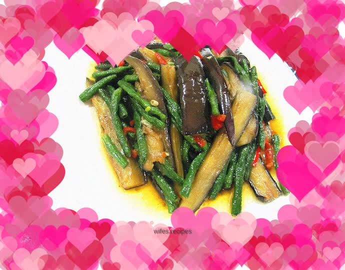 Stir-fried eggplant and beans
