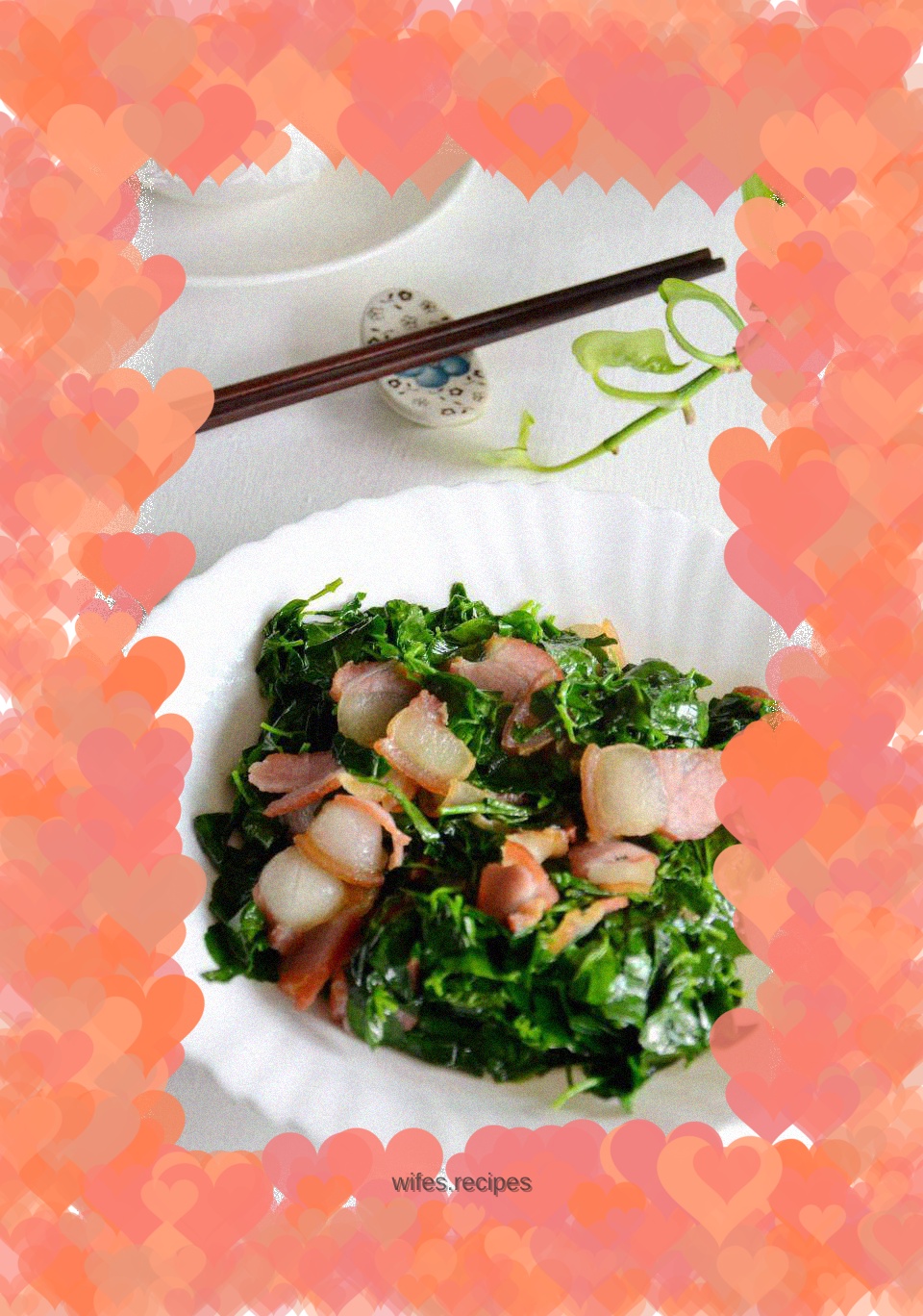 Stir-fried bacon with grass head