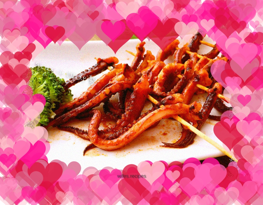 Korean spicy grilled squid tentacles