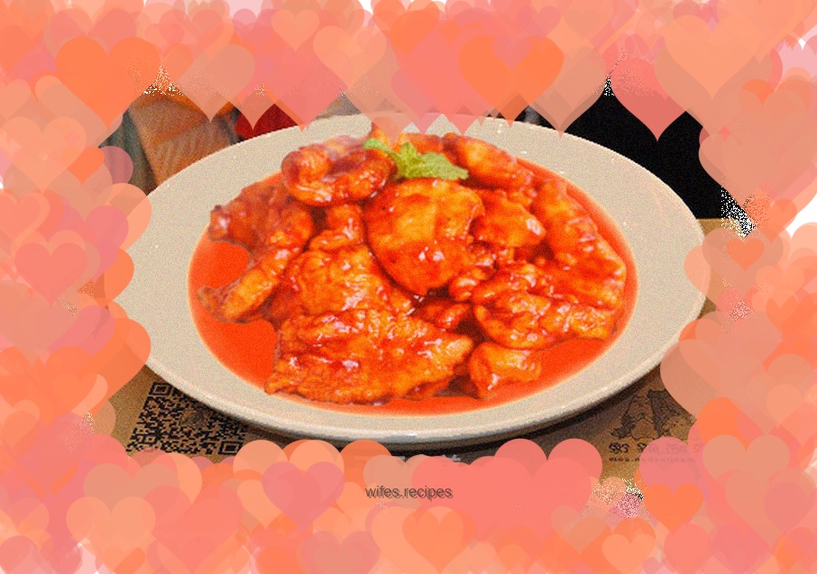 Summer appetizer: sweet and sour red fish cubes