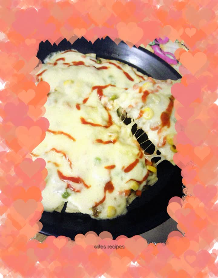 Beef pizza with scallion pancake base