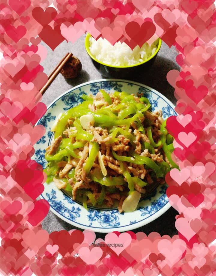Shredded pork with green pepper