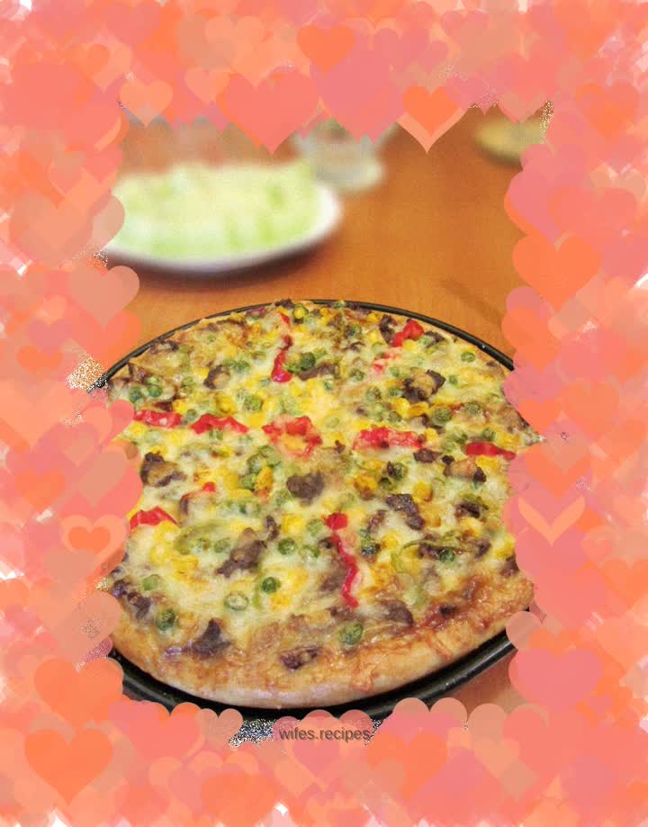 Beef thin crust pizza