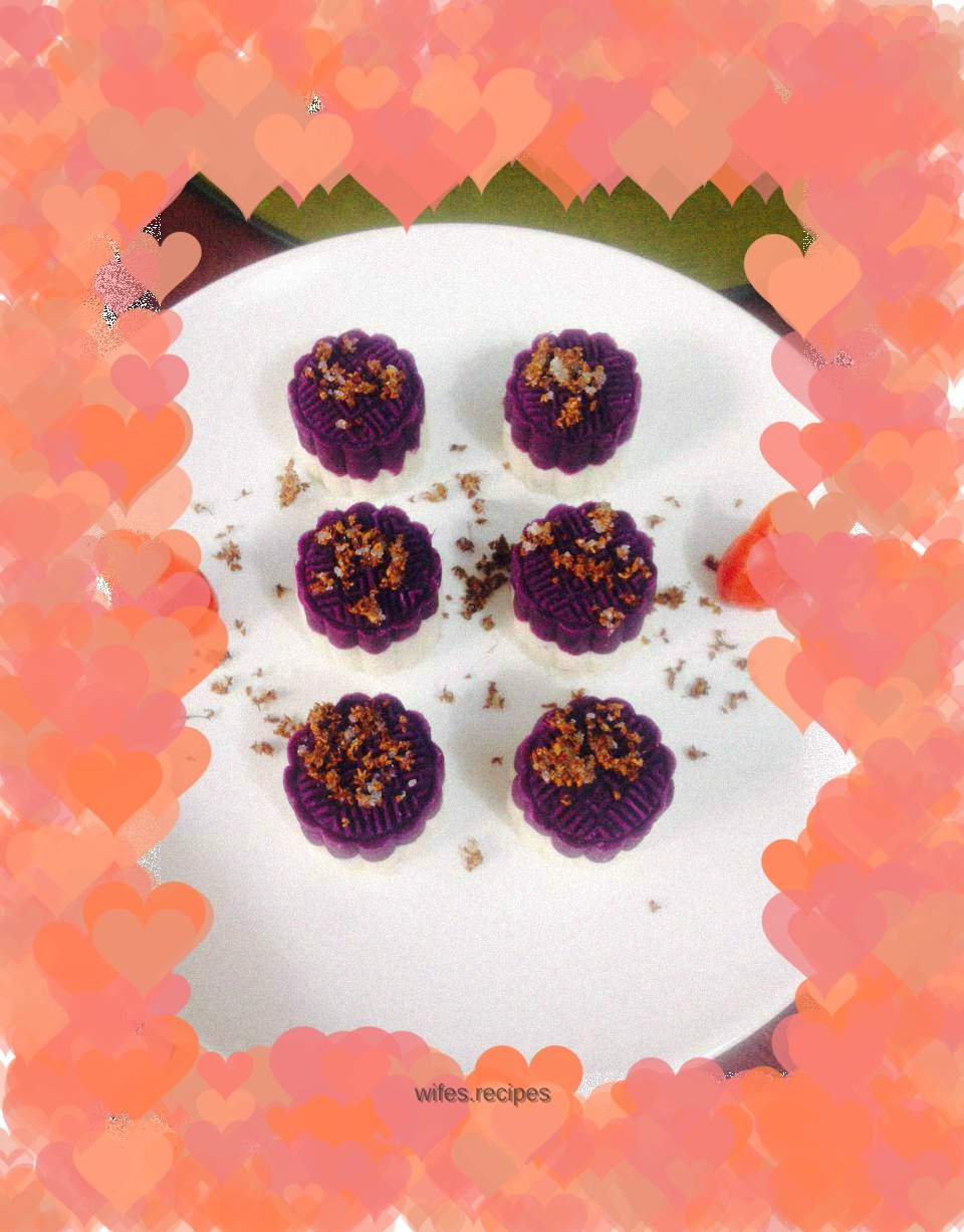 Osmanthus, yam and purple sweet potato puree