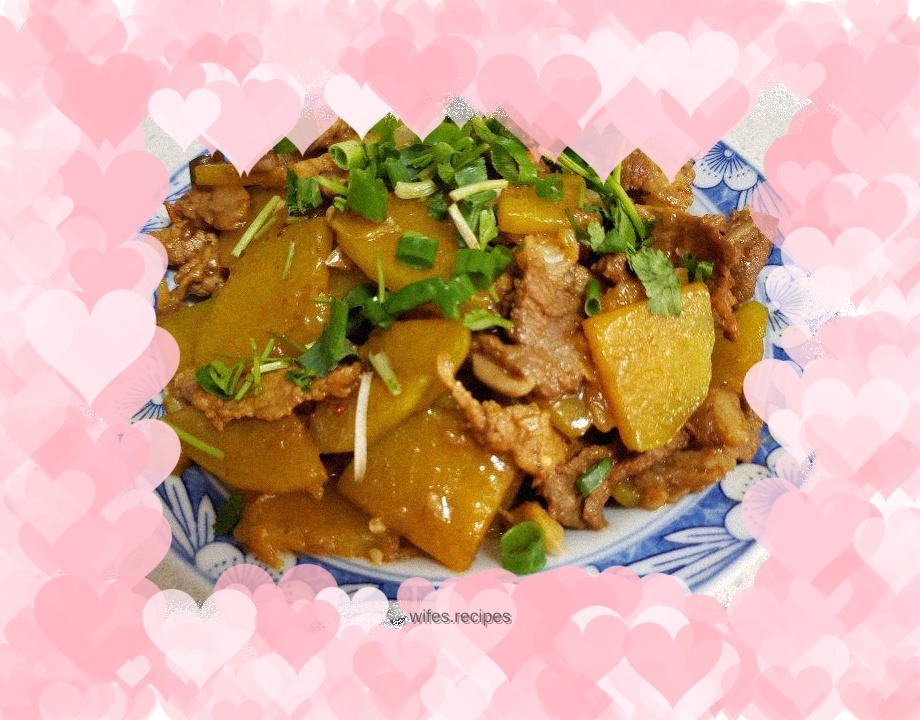 Stir-fried pork slices with pumpkin