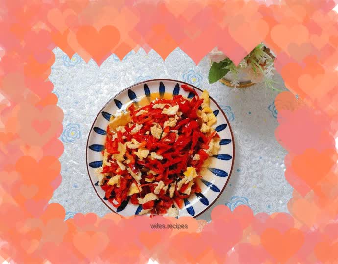 Fried eggs with red pepper
