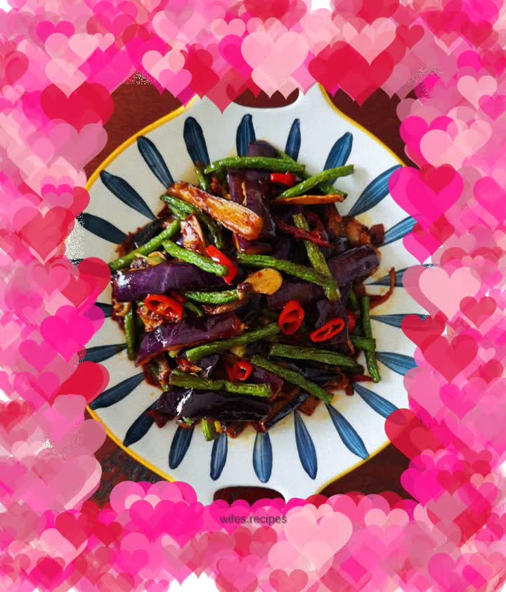 Grilled eggplant with green beans