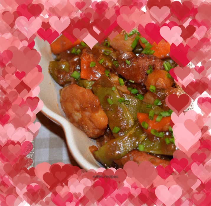 Pork ribs, potatoes and beans stewed