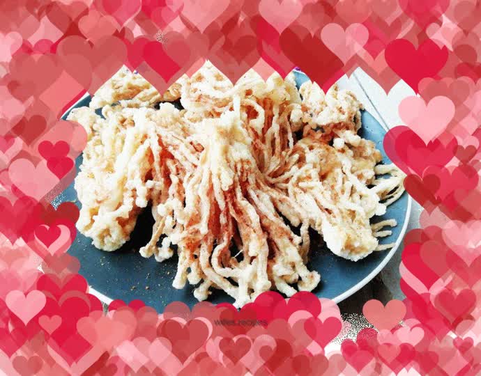 Crispy fried salt and pepper enoki mushrooms