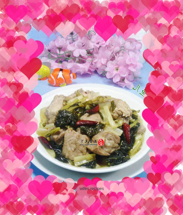 Braised pork ribs with pickled cabbage