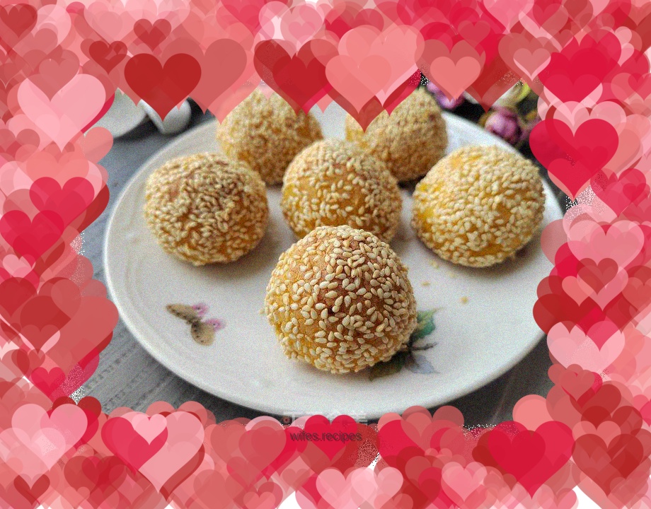 Oven version of pumpkin sesame balls
