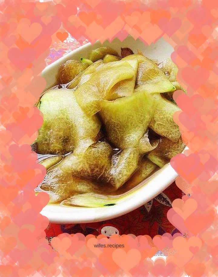 Watermelon rind pickled in vinegar