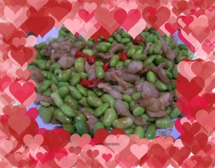 A quick lunch dish for office workers--fried pork with fresh edamame