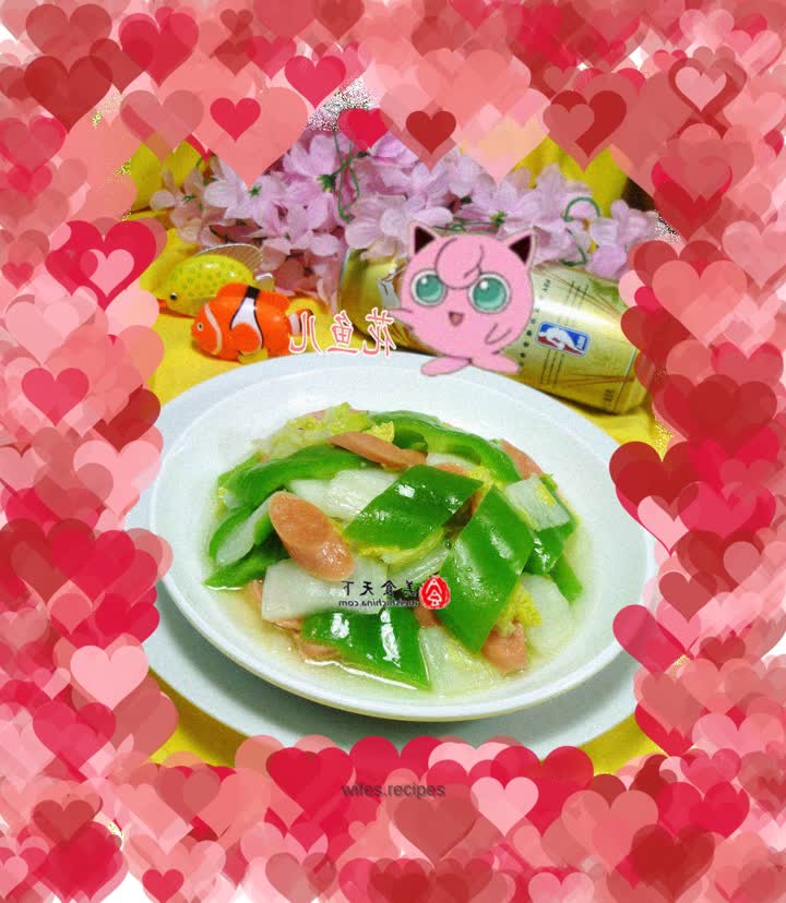 Stir-fried ham sausage with double fresh ground