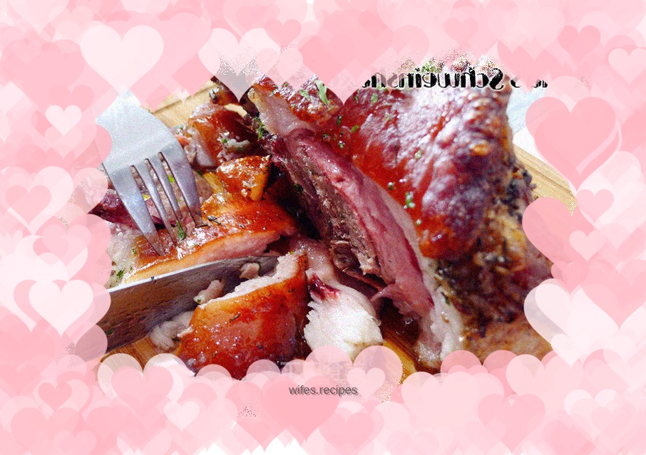 Beer-flavored roasted pork knuckle