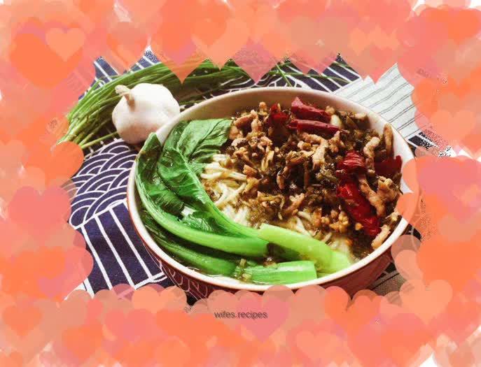 Shredded Pork Noodles with Pickled Vegetables