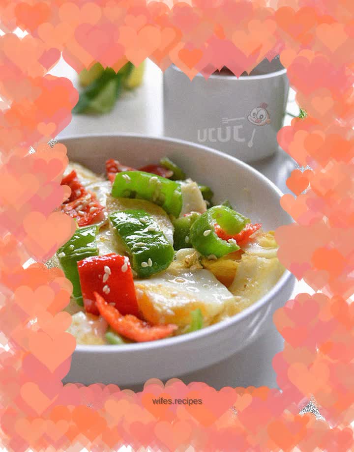 Colorful pepper poached eggs