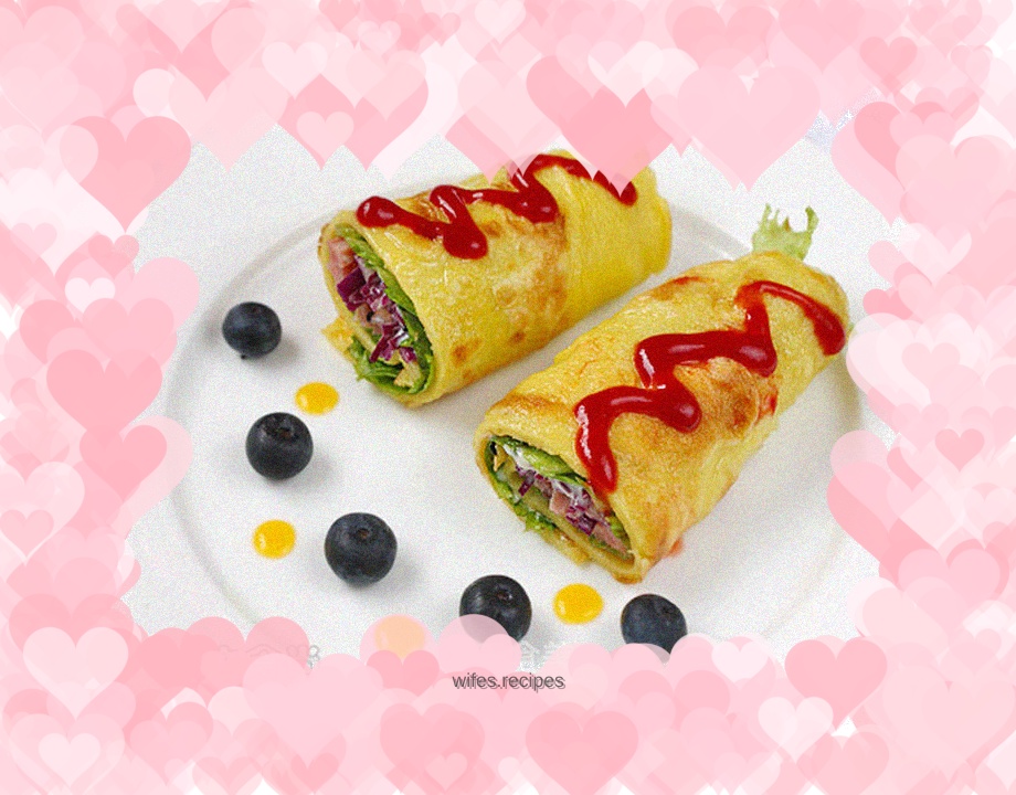 Ham, Lettuce, Purple Cabbage Egg Burrito