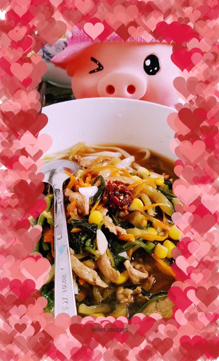 Mustard mustard pork noodles