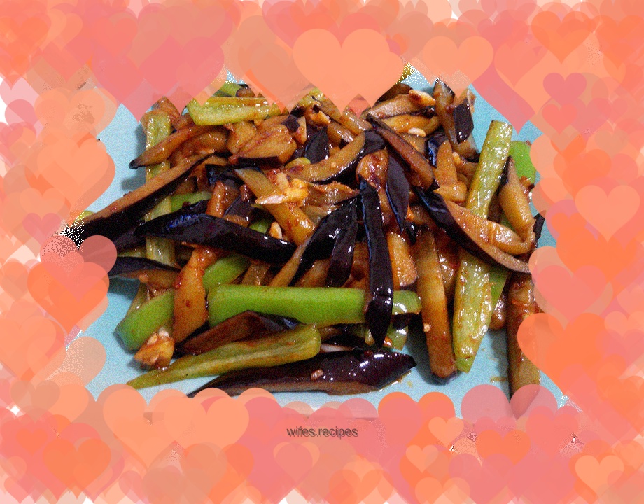 Spicy stir-fried eggplant strips