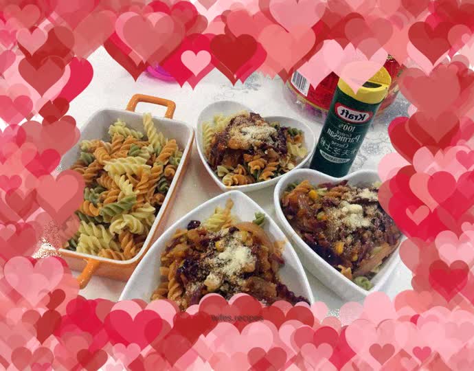 Colorful spiral noodles