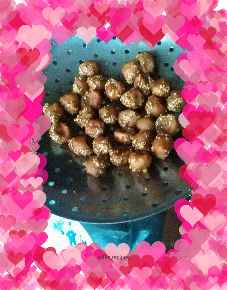 Sweet potato version of swan eggs (sugar oil fruit)