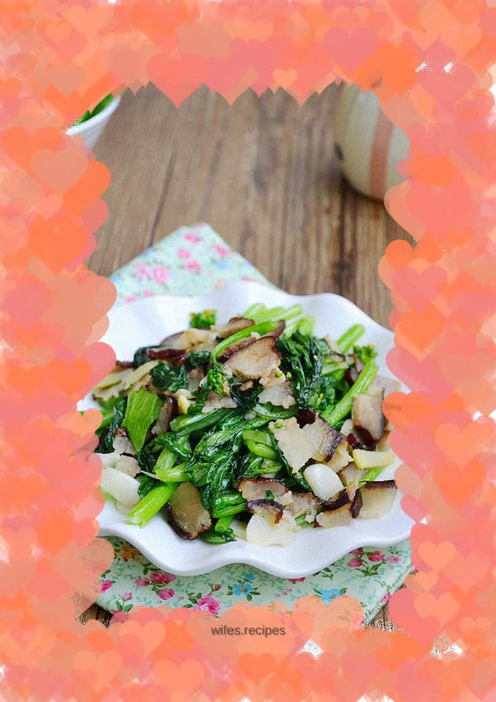 A touch of freshness - stir-fried choy sum with bacon