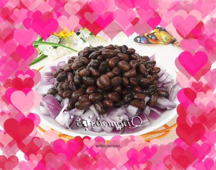 Onion mixed with natto