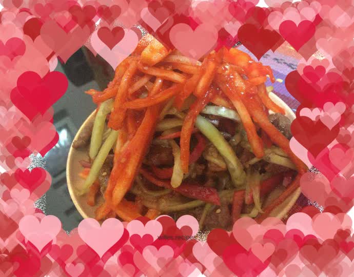 Cold dish, platycodon mixed with shredded pork